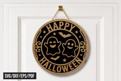 Happy Halloween Ghost Round Door Hanger Laser Cut Product Image 1