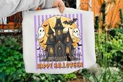 Happy Halloween Ghost Striped PNG Design Product Image 2
