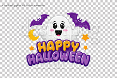 Happy Halloween Graphic, Halloween PNG,Ghost and Bats, g1 Product Image 2