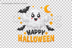 Happy Halloween Graphic, Halloween PNG,Ghost and Bats, g2 Product Image 2
