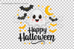 Happy Halloween Graphic, Halloween PNG,Ghost and Bats, g3 Product Image 2