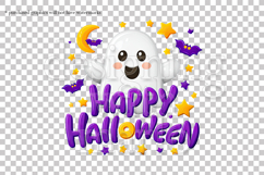 Happy Halloween Graphic, Halloween PNG,Ghost and Bats, g4 Product Image 2