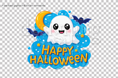 Happy Halloween Graphic, Halloween PNG,Ghost and Bats, g5 Product Image 2