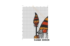 Happy Halloween gnome funny cross stitch pattern - Tango Stitch