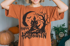 Happy Halloween Haunted House PNG,Spooky Brush Style Product Image 1