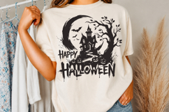 Happy Halloween Haunted House PNG,Spooky Brush Style Product Image 3