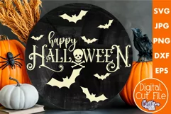 Farmhouse Halloween Round Sign, Happy Halloween Svg File Product Image 1