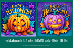 Happy Halloween Backgrounds, Colorful Halloween Pumpkins Product Image 3