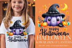 Halloween Graphic, Halloween Kawaii Pumpkin PNG Graphic, g1 Product Image 1