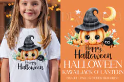 Halloween Graphic, Halloween Kawaii Pumpkin PNG Graphic, g2 Product Image 1
