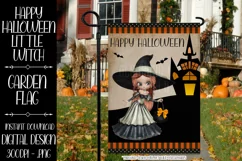 Happy Halloween Little Red Hair Witch Garden Flag Design Product Image 1