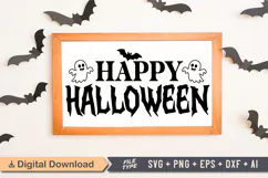 Happy Halloween Sign SVG, Farmhouse Halloween Sign Product Image 1