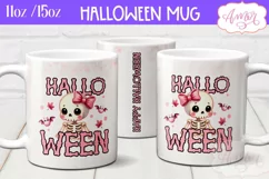 Happy Halloween mug wrap sublimation PNG, Pink Halloween mug Product Image 1