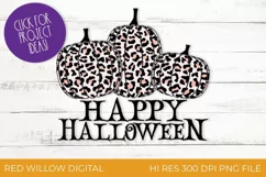 Happy Halloween PNG File - Pink Animal Print Pumpkin