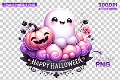 Happy Halloween Pumpkin Ghost Clipart PNG Sublimation Design Product Image 3
