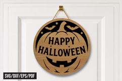Happy Halloween Pumpkin Round Door Hanger Laser Cut Product Image 1