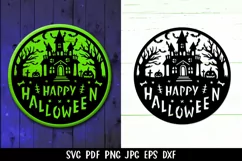 Happy Halloween Sign SVG | Halloween Door Hanger SVG Product Image 1