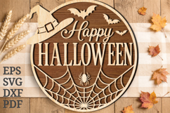Happy Halloween Round Sign SVG Product Image 1