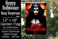 Halloween Garden Flag, Happy Halloween, Sexy Red Vampiress Product Image 1