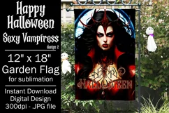 Halloween Garden Flag, Happy Halloween, Sexy Red Vampiress Product Image 1