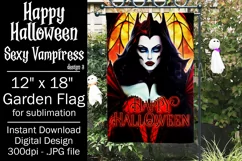 Halloween Garden Flag, Happy Halloween, Sexy Red Vampiress Product Image 1