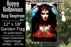 Halloween Garden Flag, Happy Halloween, Sexy Red Vampiress Product Image 1
