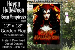 Halloween Garden Flag, Happy Halloween, Sexy Red Vampiress Product Image 1
