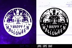 Happy Halloween Sign SVG | Halloween Door Hanger SVG Product Image 2