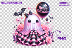 Happy Halloween Striped Dress Ghost Clipart PNG Sublimation Product Image 3