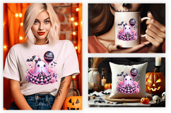 Happy Halloween Striped Dress Ghost Clipart PNG Sublimation Product Image 2