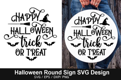 Happy Halloween trick or treat SVG - Halloween Round Sign Product Image 1