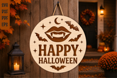 Happy Halloween Vampire Lips Sign SVG Product Image 1