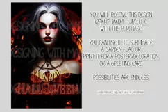 Halloween Garden Flag, Happy Halloween, Vampiress Queen Product Image 2
