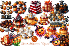 Sweet Halloween Clipart, Happy Halloween watercolor clipart Product Image 1
