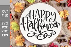 Happy Halloween, Round Hand Lettered with Spiderwebs SVG Product Image 2