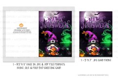 Happy Halloween 5x7 Witch Girl Gnome Printable Greeting Card Product Image 2