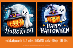 Happy Halloween Backgrounds, Cute Jack o Lantern and Ghost 1 Product Image 3