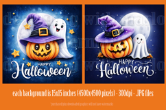Happy Halloween Backgrounds, Cute Jack o Lantern and Ghost 2 Product Image 3