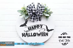 Happy Halloween SVG, Halloween Sign SVG, Door Hanger Design Product Image 1