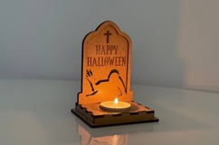 Halloween Tombstone Candle Holder - Zombie Lantern Cut File Product Image 3