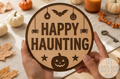 Happy Haunting Halloween Door Sign SVG Product Image 1
