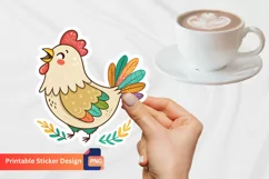 Happy Hen Sticker, Farm Animal Sticker, Cute Hen Sticker Product Image 1