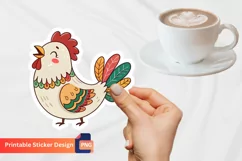 Happy Hen Sticker, Farm Animal Sticker, Cute Hen Sticker Product Image 1