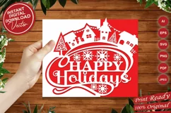Papercut Happy Holidays, Christmas Houses Card Cover Product Image 3