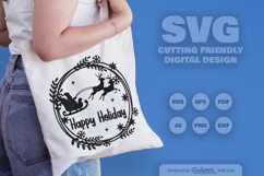 Happy Holiday Christmas Wreath SVG Product Image 2