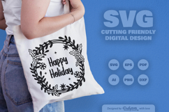 Happy Holiday Christmas Wreath SVG Product Image 5