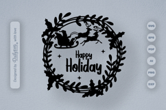 Happy Holiday Christmas Wreath SVG Product Image 1