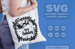 Happy Holiday Christmas Wreath SVG Product Image 2