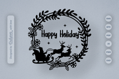 Happy Holiday Christmas Wreath SVG Product Image 1