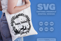 Happy Holiday Christmas Wreath SVG Product Image 3